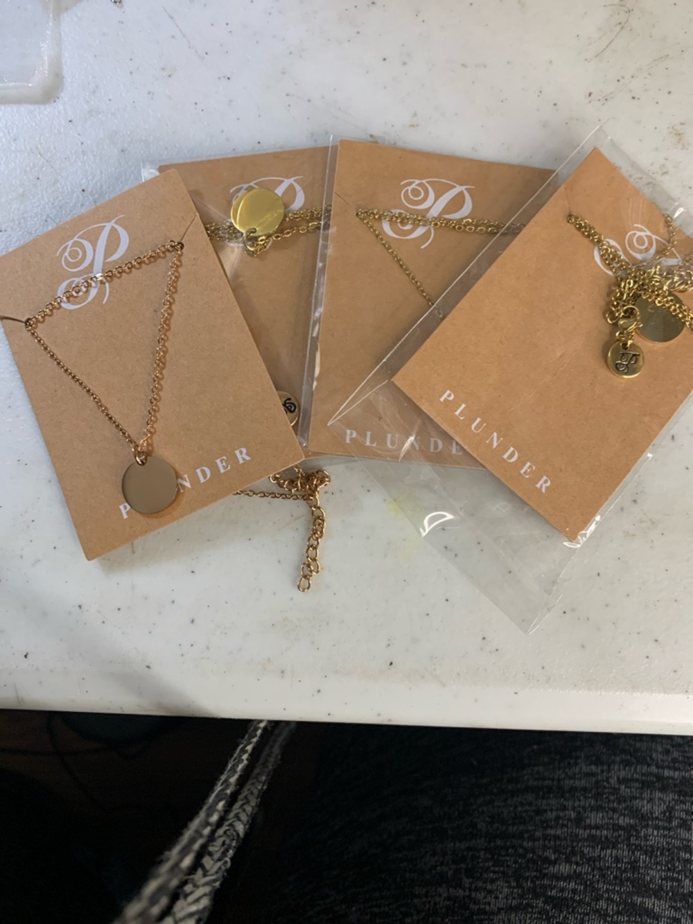 Plunder Gold Disc Layering Necklace Set of 4. Stainless Steel